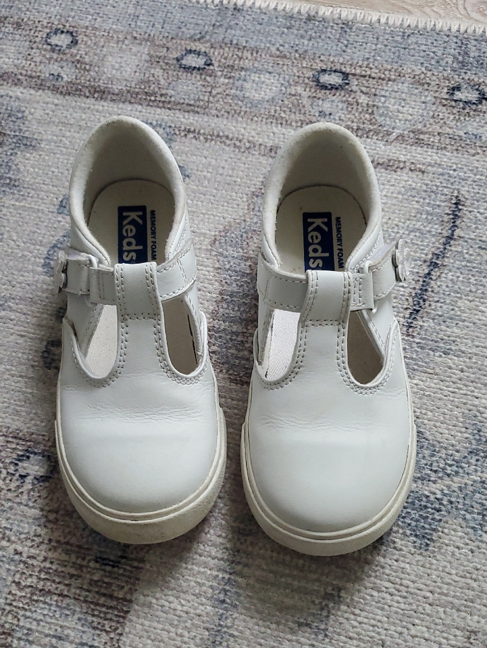 Keds Girls Mary Jane Ella White Leather Sneakers Sz11 W